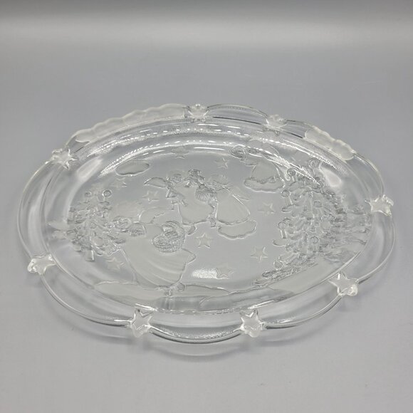 Mikasa Holiday Classics Crystal Candy Dish Oval 9" Stars Angels Christmas Decor - Picture 4 of 11